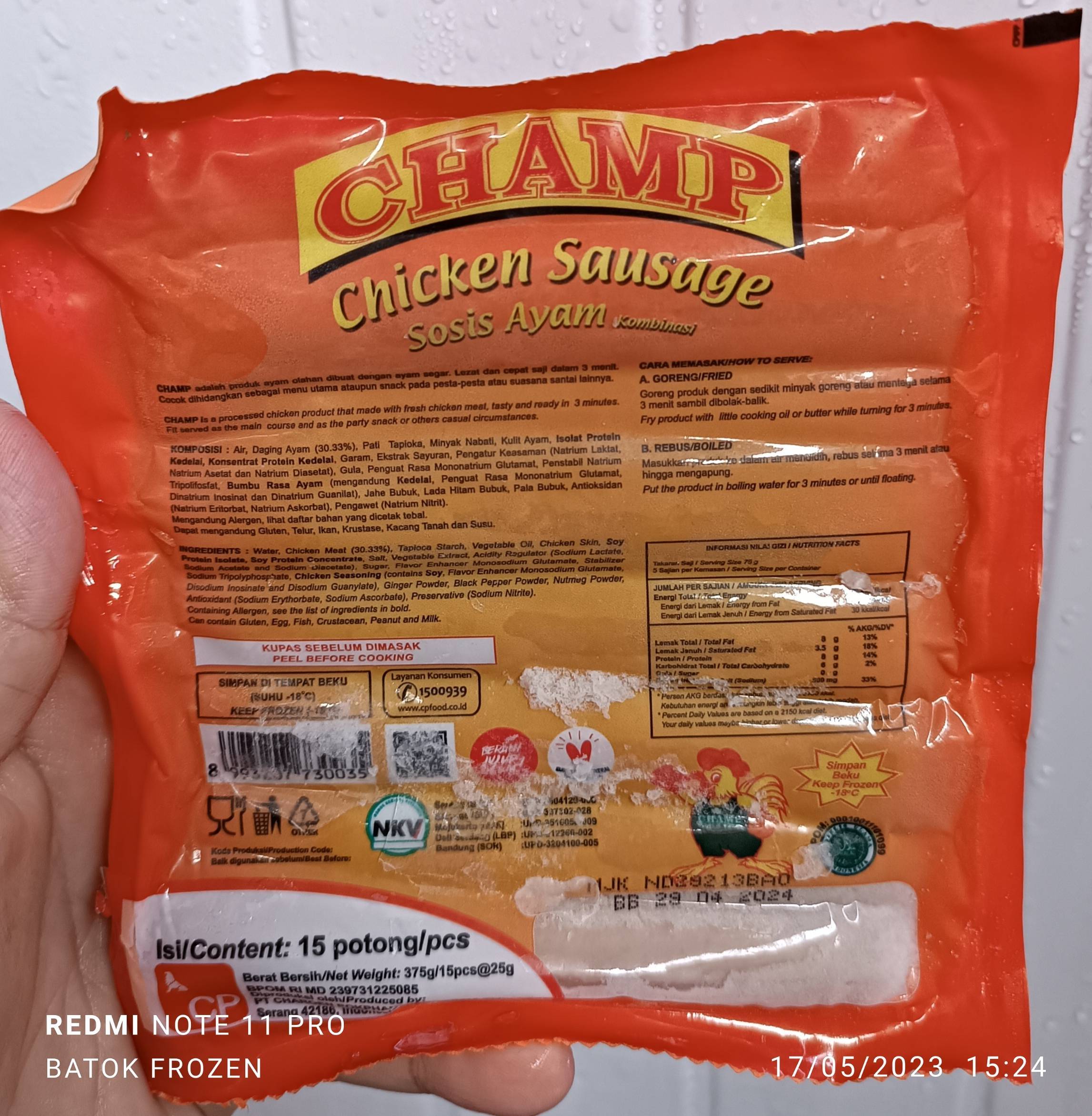 Sosis CHAMP ayam 375gr